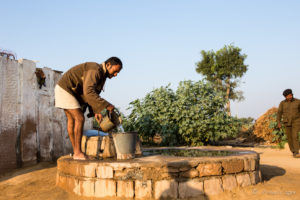 Rajasthani man at a village well, Thar Desert village, India