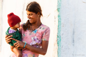 Young Rajasthani Mother and baby, Khiyasariya village, India