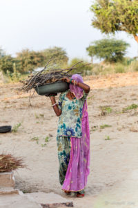 Old woman carrying fire wood, Khiyasariya village, India