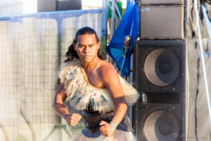 Portrait: Male dancer from Rako Pasefika, Boomerang, Byron Bay Bluesfest 2016 AU