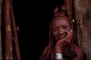Portrait: old Himba woman, Otjomazeva Village, Kunene Namibia