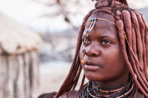 Portrait, young married Himba woman, Otjomazeva Village, Kunene Namibia