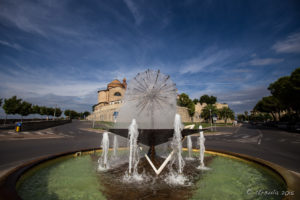 Fountain in the Traffic Circle, Castiglione del Lago, Umbria, Italy