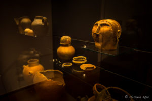 Display case of Etruscan Terracotta , Il Museo Archeologico Nazionale di Chiusi, Italy