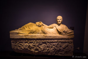 Etruscan Sarcophagus Greeks against Gauls 3rdC BC 19thC Head in Gypsum