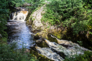 Beezley Falls and the Triple Spout on the River Doe, Ingleton Waterfalls Trail, North Yorkshire, UK