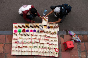 View over decoupage cards in the street from the Phung Hung Old House, Hoi An Vietnam