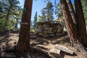 Sign for Castle Rock, Big Bear Mountains CA USA
