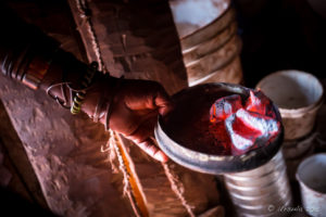 Red hot coals for Smoking, Himba hut, Kunene Region Namibia