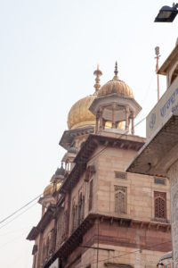 The domes of Gurudwara Sis Ganj Sahib, Chandni Chowk, Old Delhi