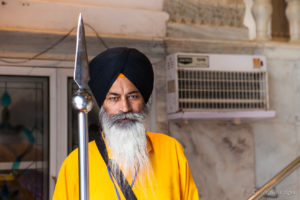 Sikh Guardian at the Gate of Gurudwara Sis Ganj Sahib, Chowdry Chowk, Old Delhi