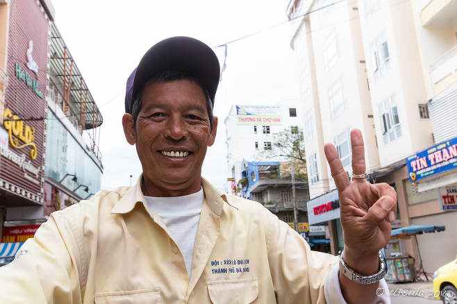 Portrait: smiling Bicycle Rickshaw Driver, Danang
