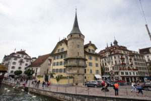 Medieval Architecture on the Reuss waterfront, Lucerne Switzerland