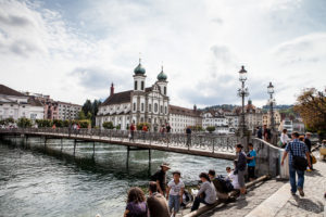 Rathaussteg and the Jesuitenkirche, Lucerne Switzerland