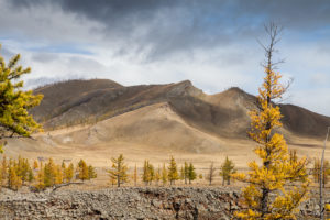 Brown hills across Chuluut Gorge, Mongolia