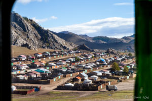 Tsetserleg from a UAZ van window, Mongolia