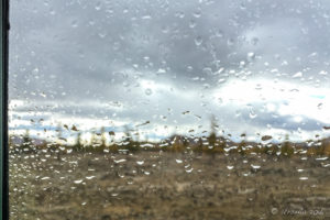 View from the Truck through a Rain-splattered window, Mongolia