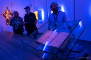 A book in a case in the Blue room, Melk Abbey