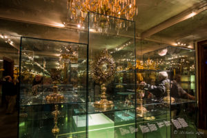 Eucharist in a mirrored room full of religious artefacts, Melk Abbey Austria