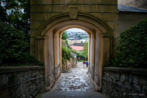 Arched walkway down from the Abbey to the Austrian town of Melk