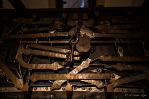 Antique metal ward plates and lock body, Melk Abbey Austria