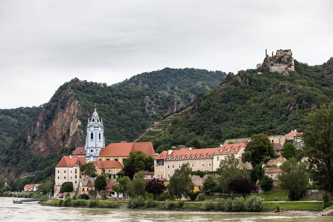 Landscape: Dürnstein Stiftskirche and Castle Ruins, Wachau Valley Austria