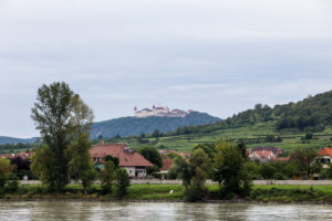 Krems an der Donau and Benediktinerstift Göttweig from the Danube, Wachau Valley Austria