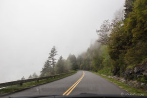 Driving into rain clouds, Blue Ridge Parkway, NC USA