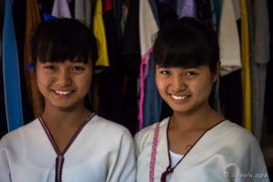 Portrait of Karen Twin girls, Santisuk School, Chiang Mai Thailand