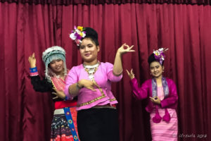 Thai girls in traditional Lanna and Hmong dress, Sangwaan Wittaya School, Mae Sariang Thailand