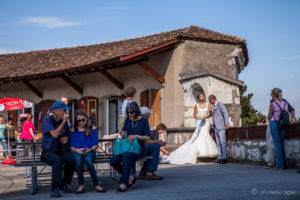 Wedding Party on roof of the Munot, Schaffhausen Switzerland