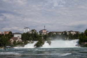 Central Rocks in the Rheinfall from the water, Switzerland