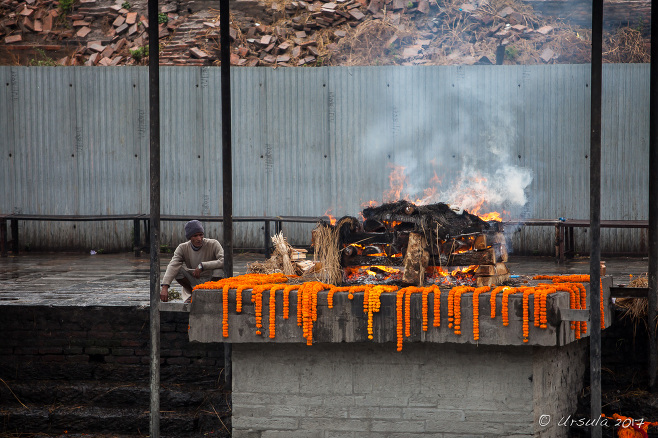 A burning ghat on the Bagmati River, Pashupatinath Nepal