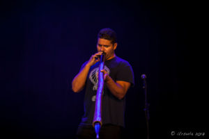 Lucas Proudfoot on Didgeridoo, Round Mountain Girls, Byron Bay Bluesfest 2017, Australia