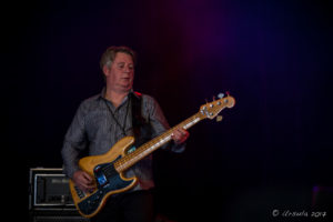 Chris Willoughby on bass, Round Mountain Girls, Byron Bay Bluesfest 2017, Australia