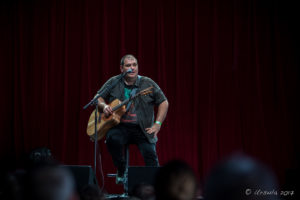 Lloyd Spiegel on stage, Round Mountain Girls, , Byron Bay Bluesfest 2017, Australia