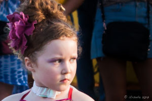 Portrait: Young girl made up for her dance performance, Byron Bay Bluesfest 2017, Australia