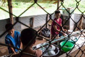 Karen school boys doing dishes at Ban Tha Song Kwae School, Mae Hong Son