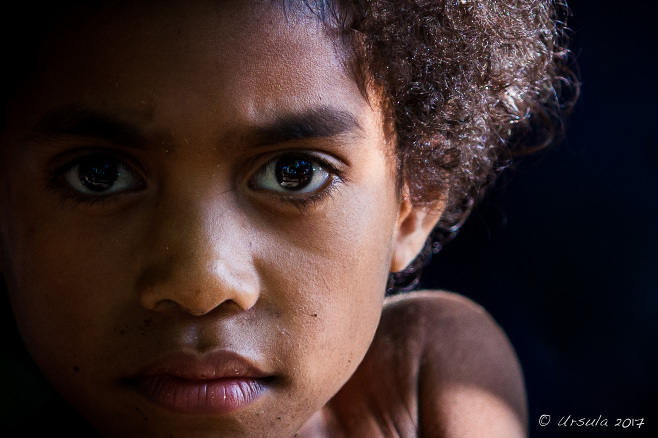 Close-up portrait of a Tawali child, Milne Bay PNG