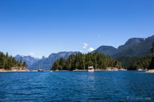 Boats in Prideaux Haven, Desolation Sound, BC Canada