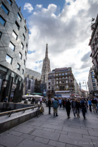 St. Stephen's Cathedral down a street, Vienna Austria
