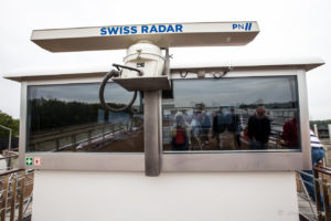 Radar and bridge atop a Viking Delling river boat