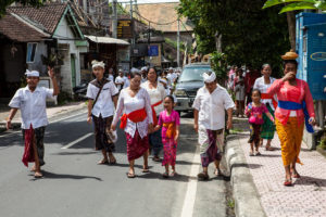 Balinese walking home from the Temple, Ubud
