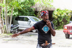 Balinese man with a whistle, Ubud