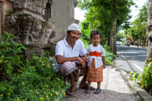 Portrait: Balinese man and his young daughter, Ubud, Bali