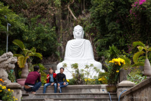 White marble Buddha in a Garden, Marble Mountain, Non Nuoc Village, Vietnam