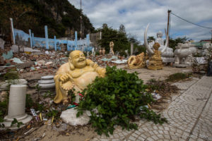 Giant yellow happy Buddha, Non Nuoc Village, Marble Mountains, Vietnam