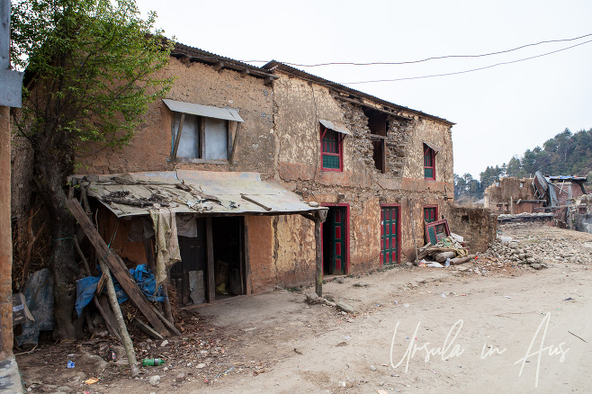 Damaged brick buildings, Nagarkot to Sankhu, Nepal