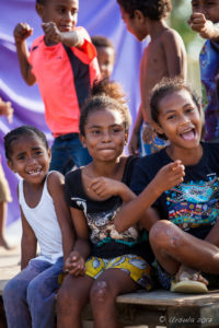 Over-excited Motu children, Hanuabada Village, Papua New Guinea