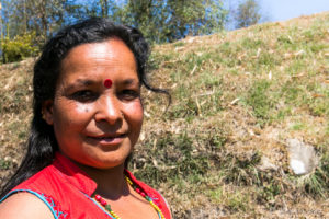 Portrait: Newari Woman in red, Panauti-Namobuddha Rd, Nepal